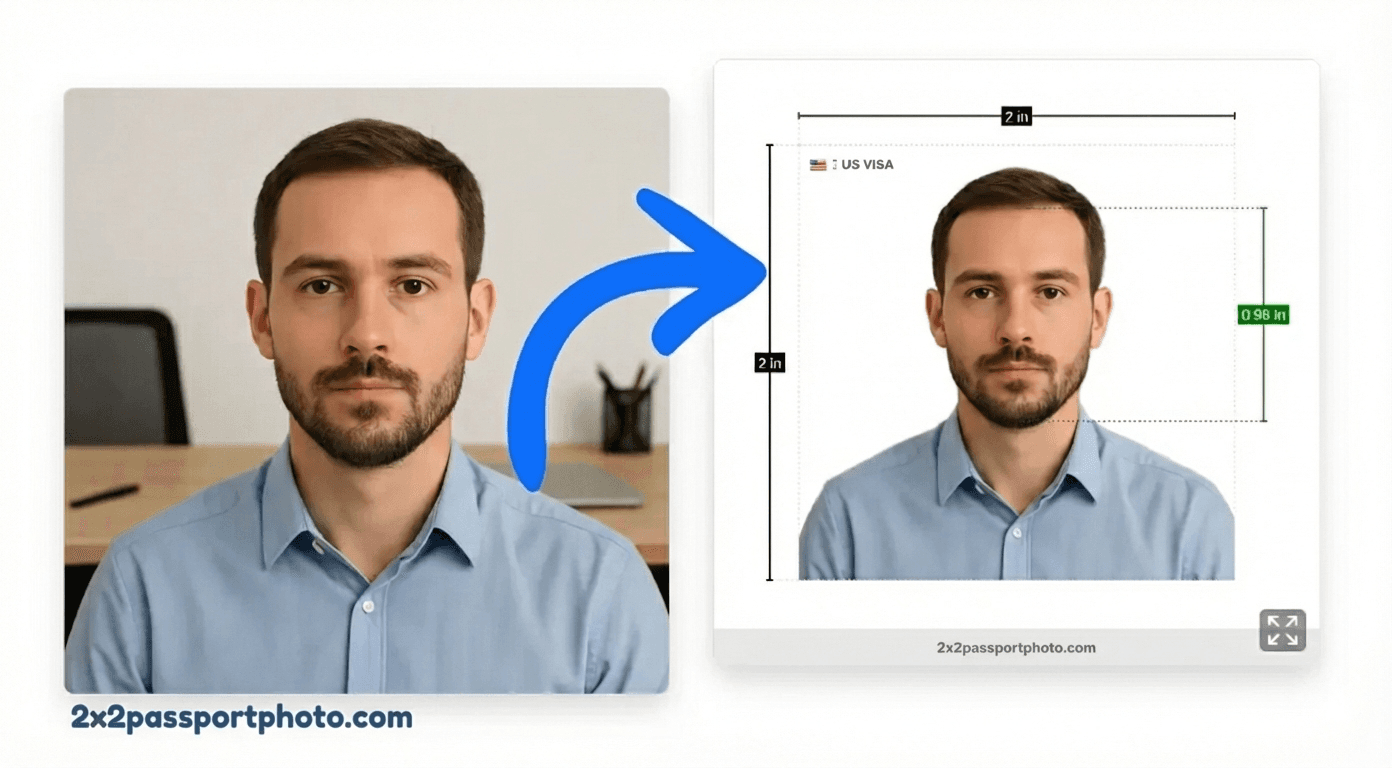 2x2 Passport Photo Example 2x2 inch US passport photo example with correct head size and dimensions