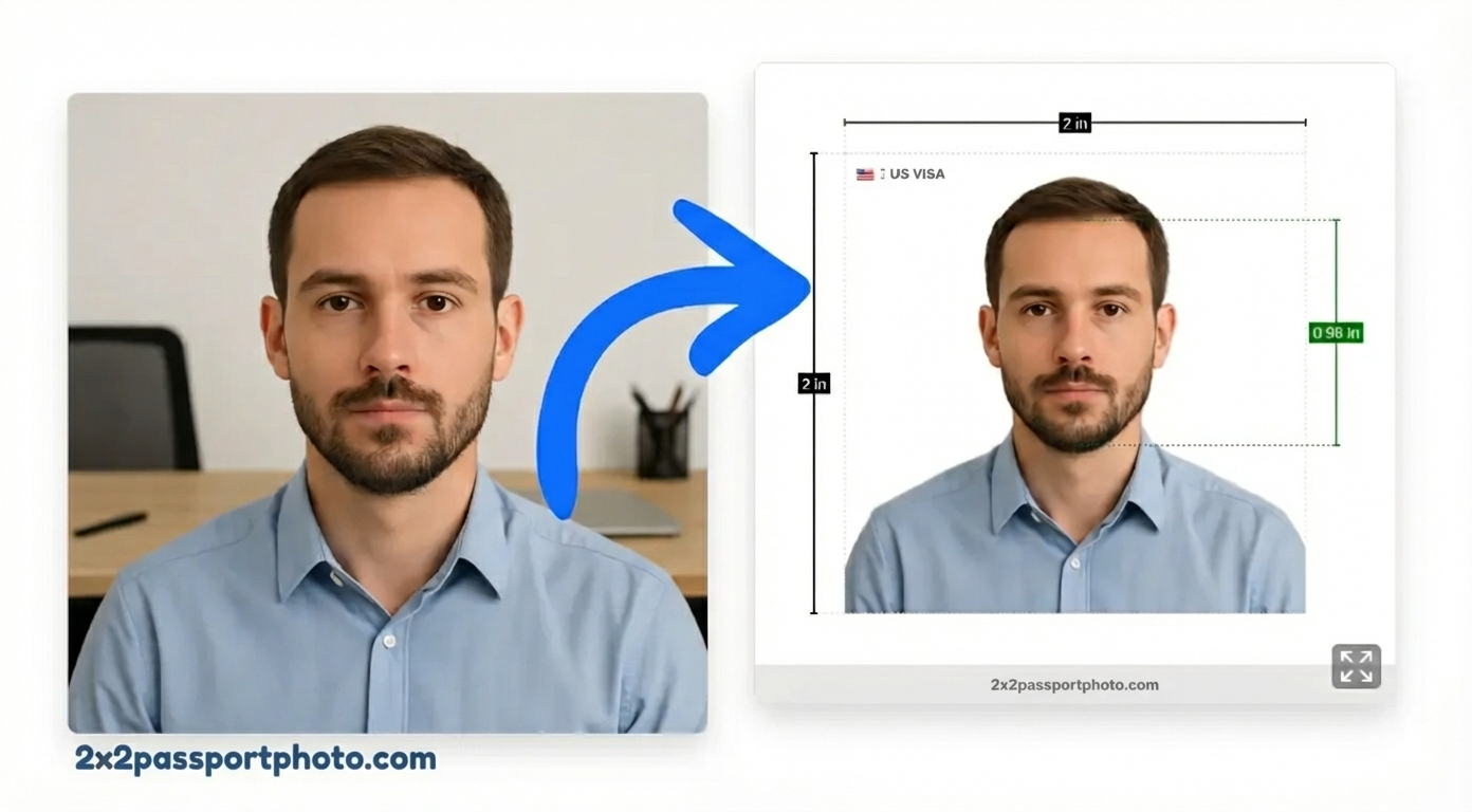 2x2 inch US passport photo example with correct white background