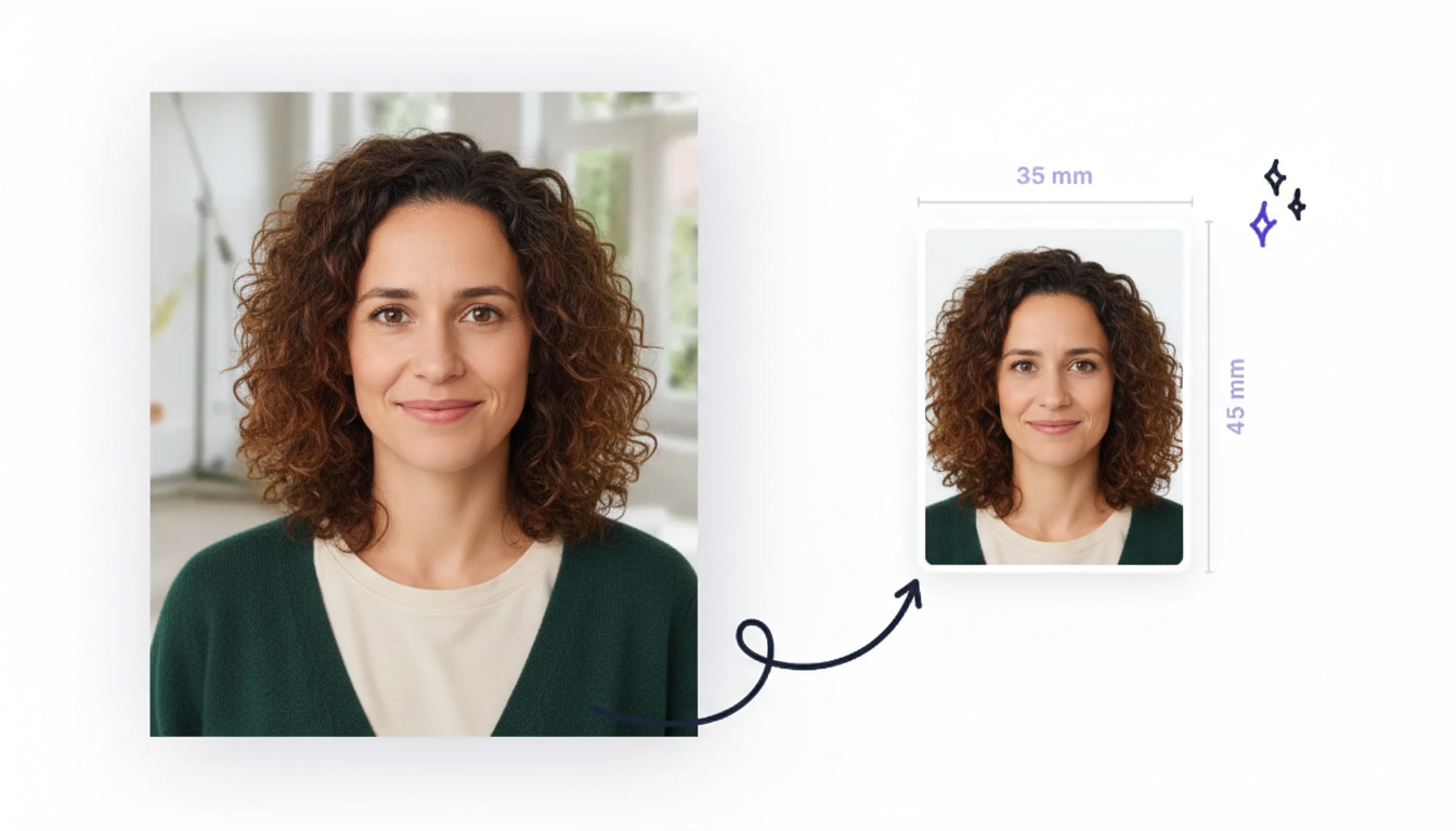 35x45 mm Schengen visa photo example with light gray background