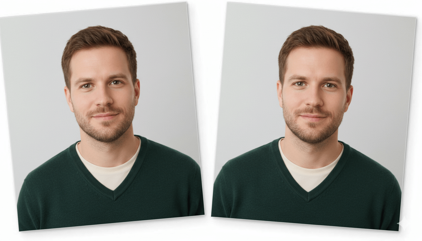 50x70 mm Canadian passport photo example with correct white background